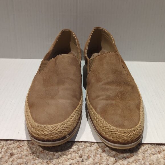 Lands End Lorel Espadrille Womens 7.5B Tan Suede Loafers Brown Slip On Beach - Picture 2 of 7